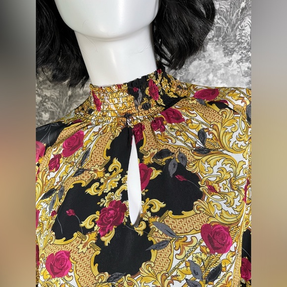 Baroque Print Keyhole Blouse - Picture 3 of 8